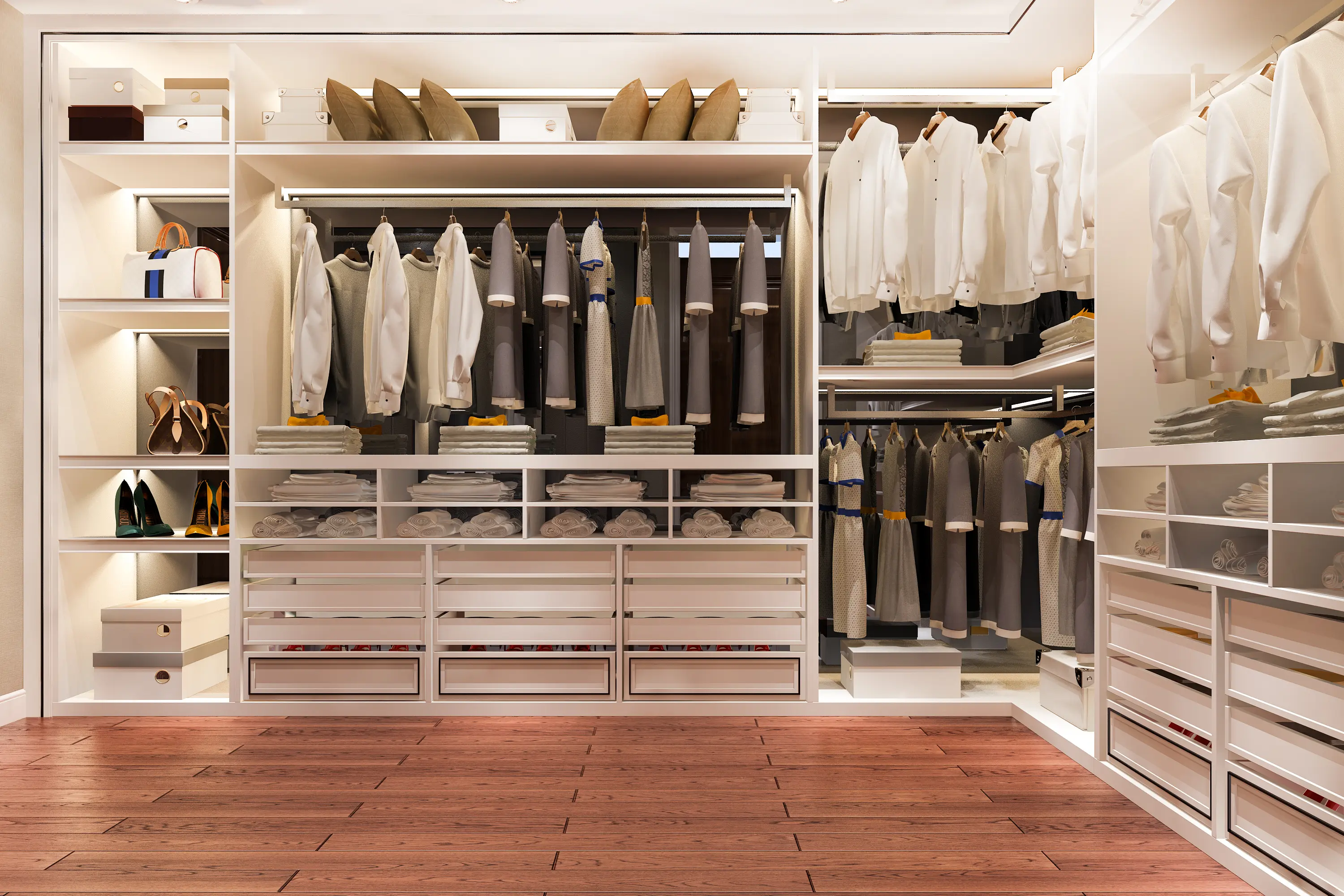 Elegant luxury wardrobe and fashion styling